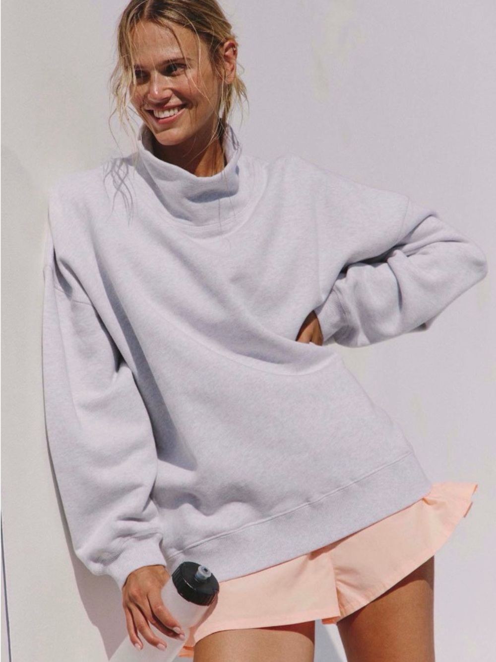 FP Movement by Free People Light Gray Cowl Neck Sweater